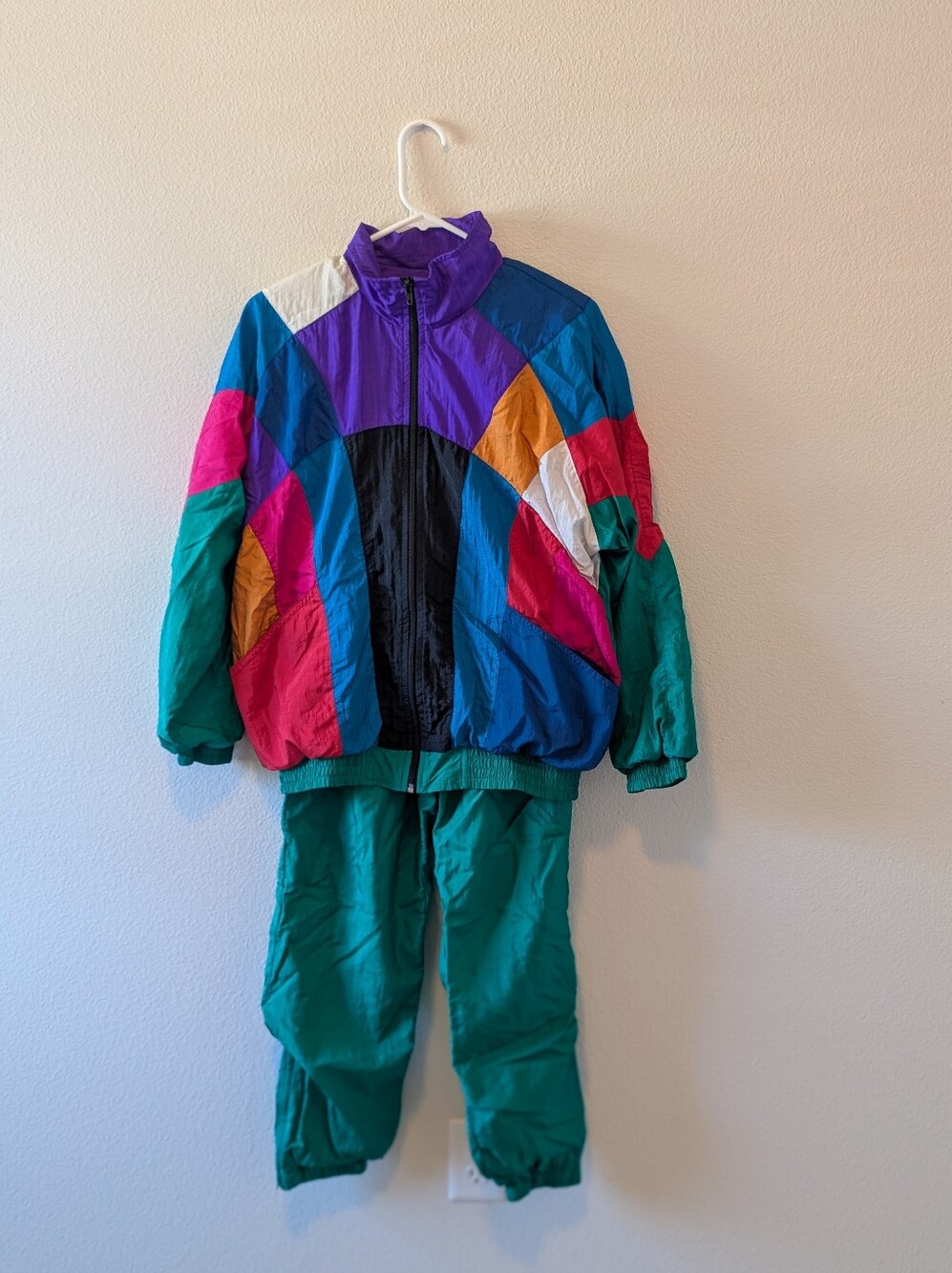 Vintage 80's Women's Windbreaker Jacket W/Pants Suit - Size SM